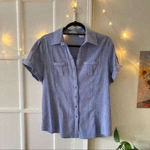 Sold! Vintage blue & white seersucker blouse